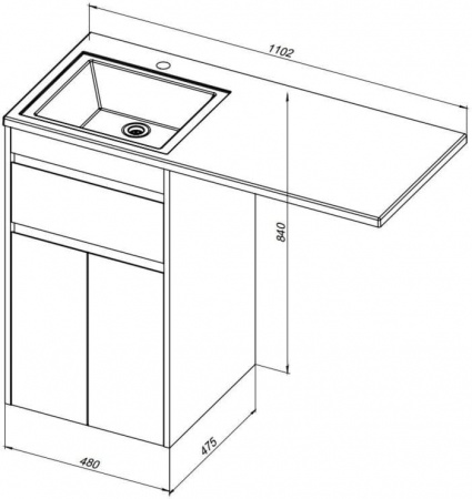 Тумба с раковиной Aquanet Токио 110 R белый (напольная, 1 ящик, 2 дверцы)