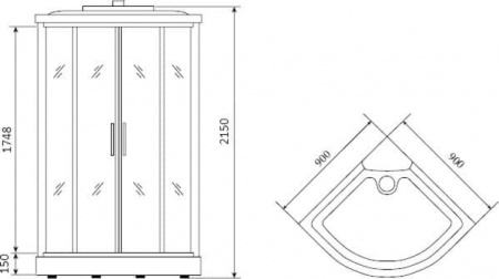Душевая кабина Timo Eco TE-0709, 90x90x215 см