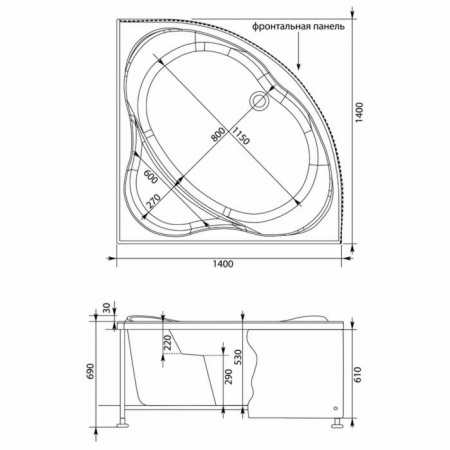 Ванна акриловая Aquanet Palau 140х140 см