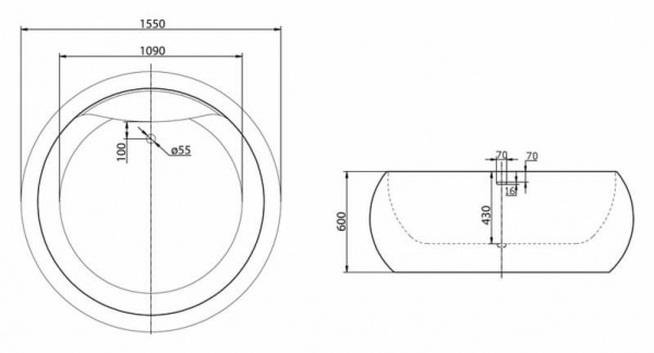 Ванна акриловая BelBagno BB30-1550 155х155 см