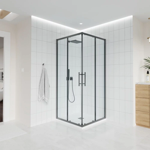 Душевой угол Veconi Evo 300 GR, 800х800x1950, графит брашинг, прозрачное стекло