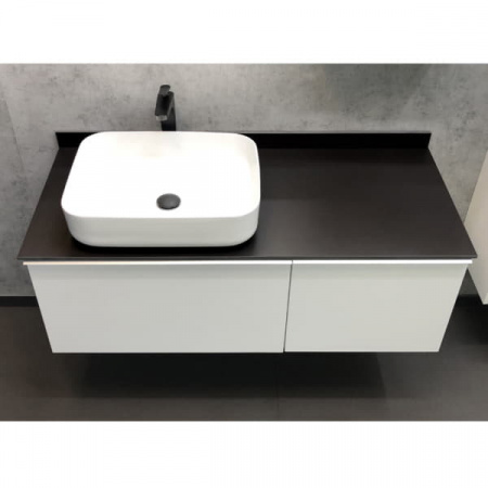 Тумба с раковиной Comforty "Милан-120" белый глянец с антрацитовой столешницей