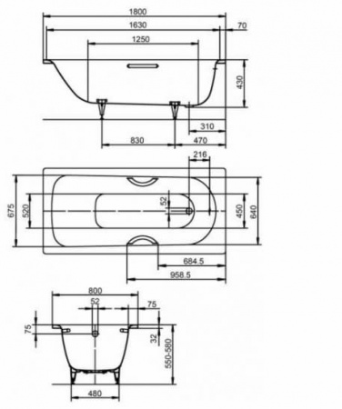 Ванна стальная Kaldewei Saniform Plus Star 337 пустая 180х80 см