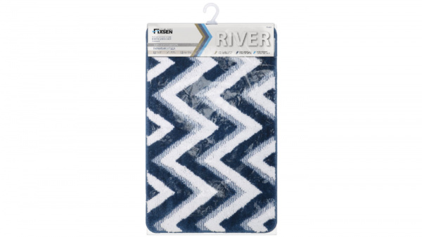 Коврик для ванной Fixsen River 1-ый, FX-5004M, темно-синий, 50х80 см.