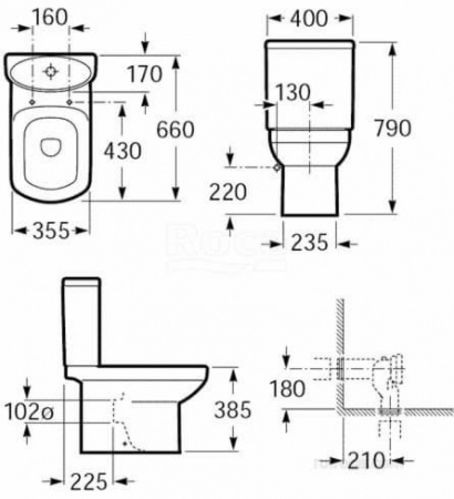Унитаз-компакт Roca Dama Senso 66см, 342517000