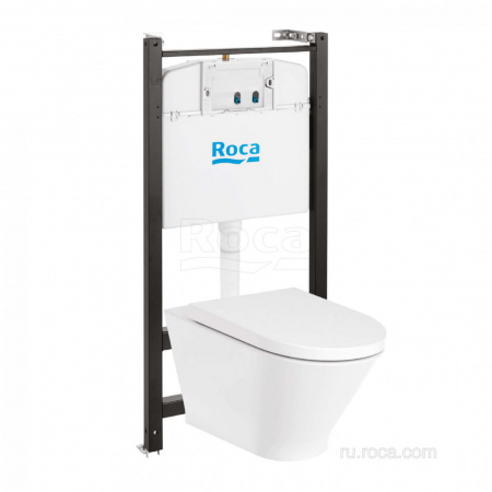 ПЭК Roca The Gap Round 893105000 подвесная чаша Rimless + инсталляция + сиденье Supralit, без панели смыва