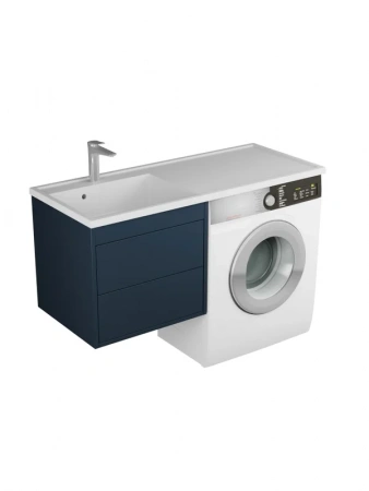 Тумба с раковиной Veneciana NERA 120 L под стиральную машину 2 ящика, индиго