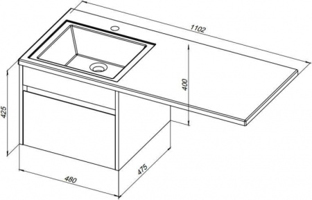 Тумба с раковиной Aquanet Токио 110 R белый (подвесная, 1 ящик)
