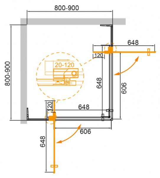 Душевой уголок Cezares SLIDER-A-2-80/90-BR-Cr